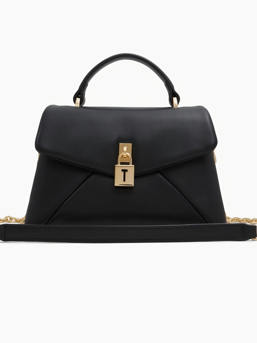 Ted Baker Black Leather Poppy Mini Top-Handle Satchel with Gold Lock NWT